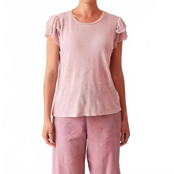 NEW CUT LOOSE light weight linen sweater flutter tee in pink salt - Picture 1 of 2